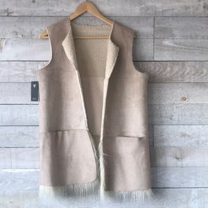 Guess Sherpa reversible Faux Mongolian like fur vest
